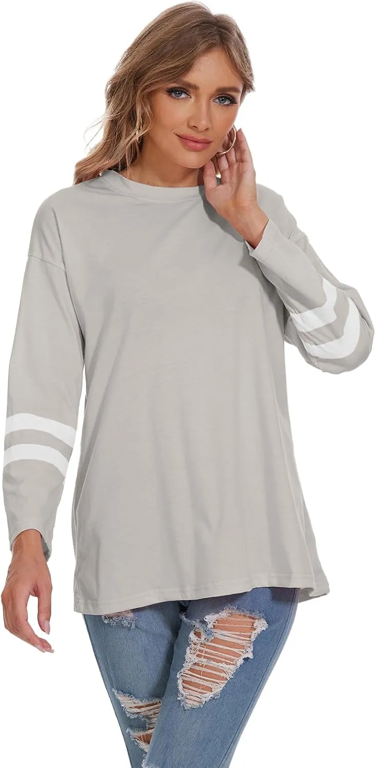 Women's Long Sleeve T Shirts Loose Casual Crewneck Tunic Tops Soft Blouse Oversized
