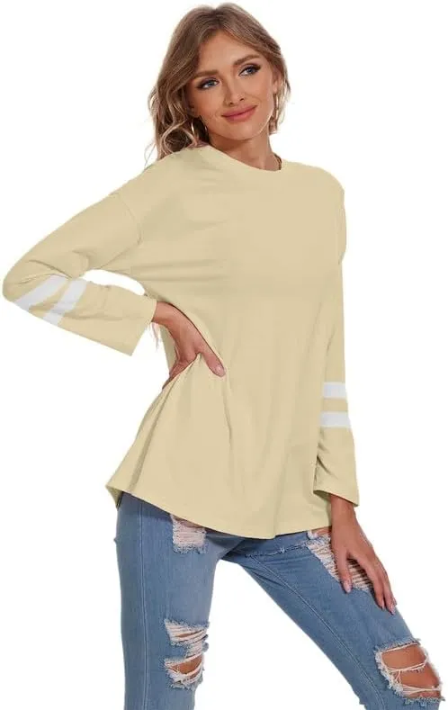 Women's Long Sleeve T Shirts Loose Casual Crewneck Tunic Tops Soft Blouse Oversized