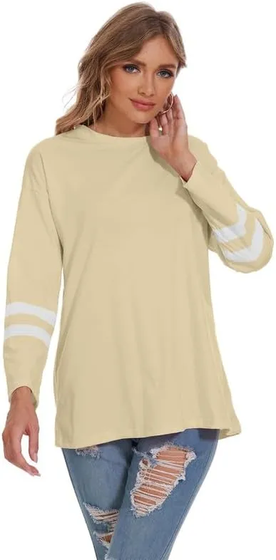 Women's Long Sleeve T Shirts Loose Casual Crewneck Tunic Tops Soft Blouse Oversized