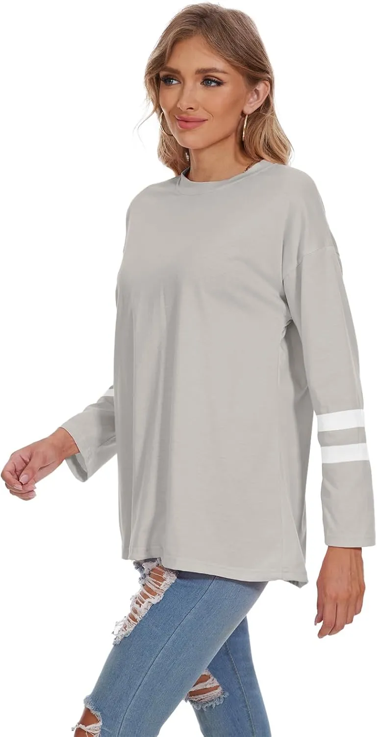 Women's Long Sleeve T Shirts Loose Casual Crewneck Tunic Tops Soft Blouse Oversized