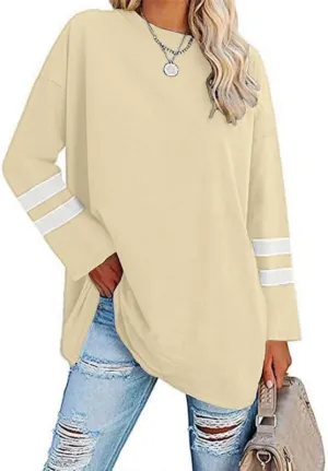Women's Long Sleeve T Shirts Loose Casual Crewneck Tunic Tops Soft Blouse Oversized