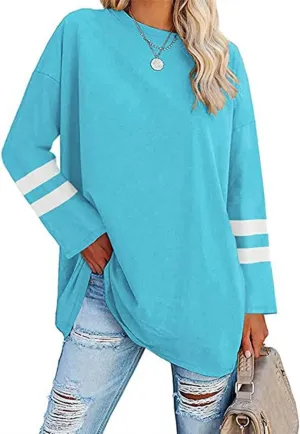 Women's Long Sleeve T Shirts Loose Casual Crewneck Tunic Tops Soft Blouse Oversized