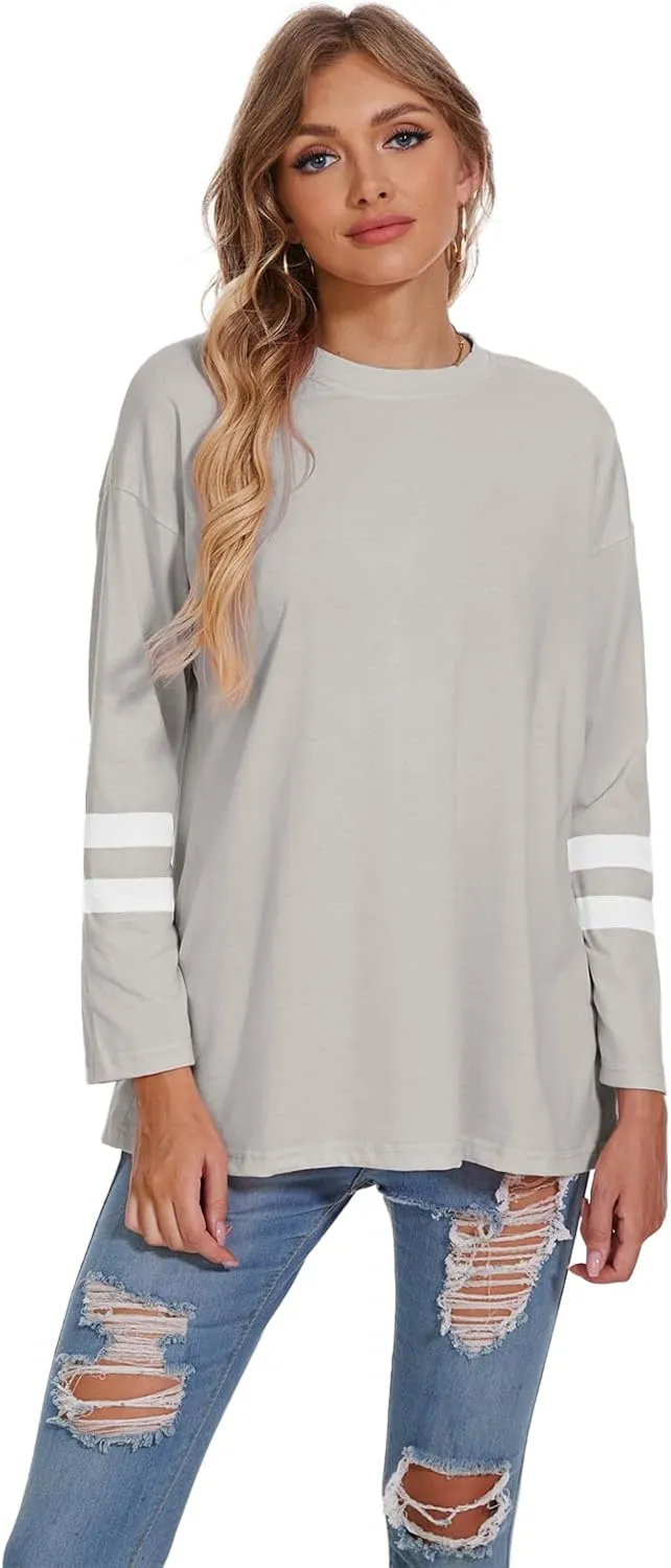 Women's Long Sleeve T Shirts Loose Casual Crewneck Tunic Tops Soft Blouse Oversized