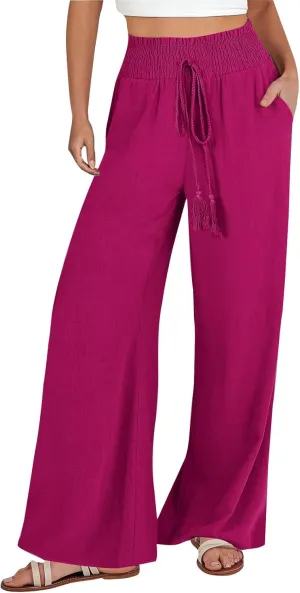 Women's Loose Flare Pants Elastic Waist Wide Leg Lounge Pants Casual Baggy High Waist Straight Leg Dailywear Trousers