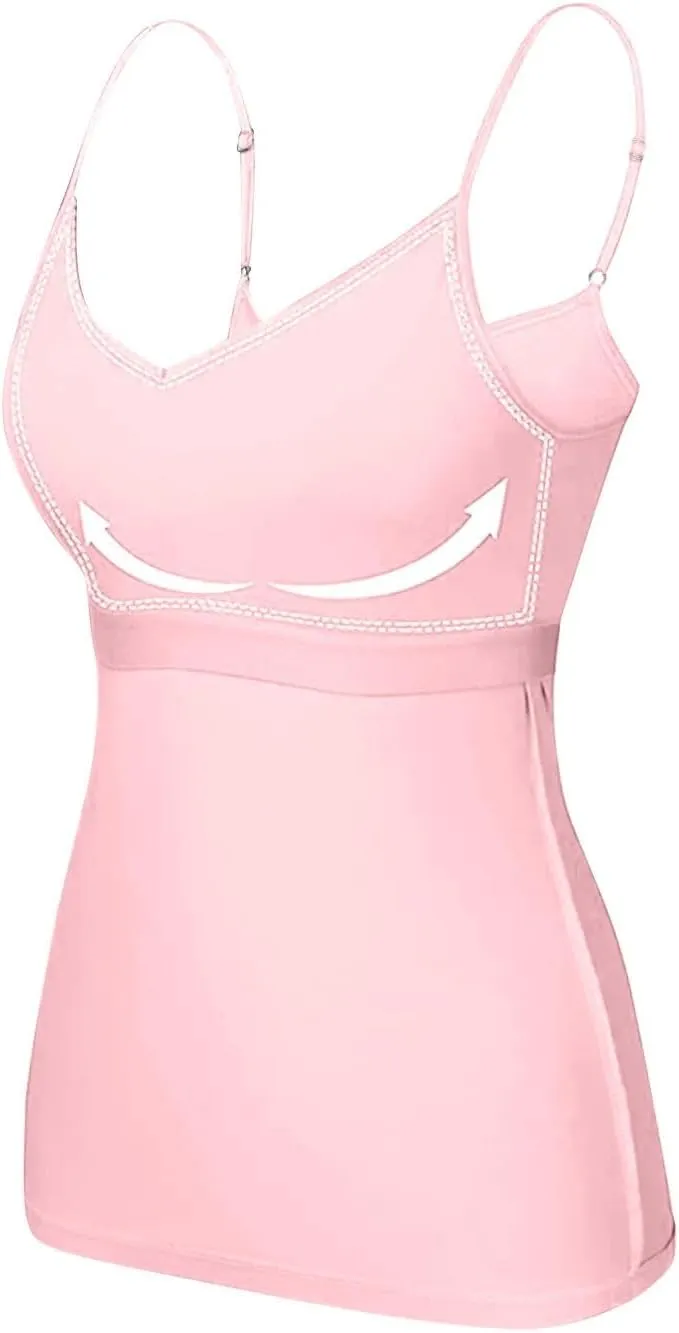 Womens Modal Built-in Bra Summer Basic Padded Yoga Shirt Shelf Bras Casual Undershirt Basic Breathable Tank Top