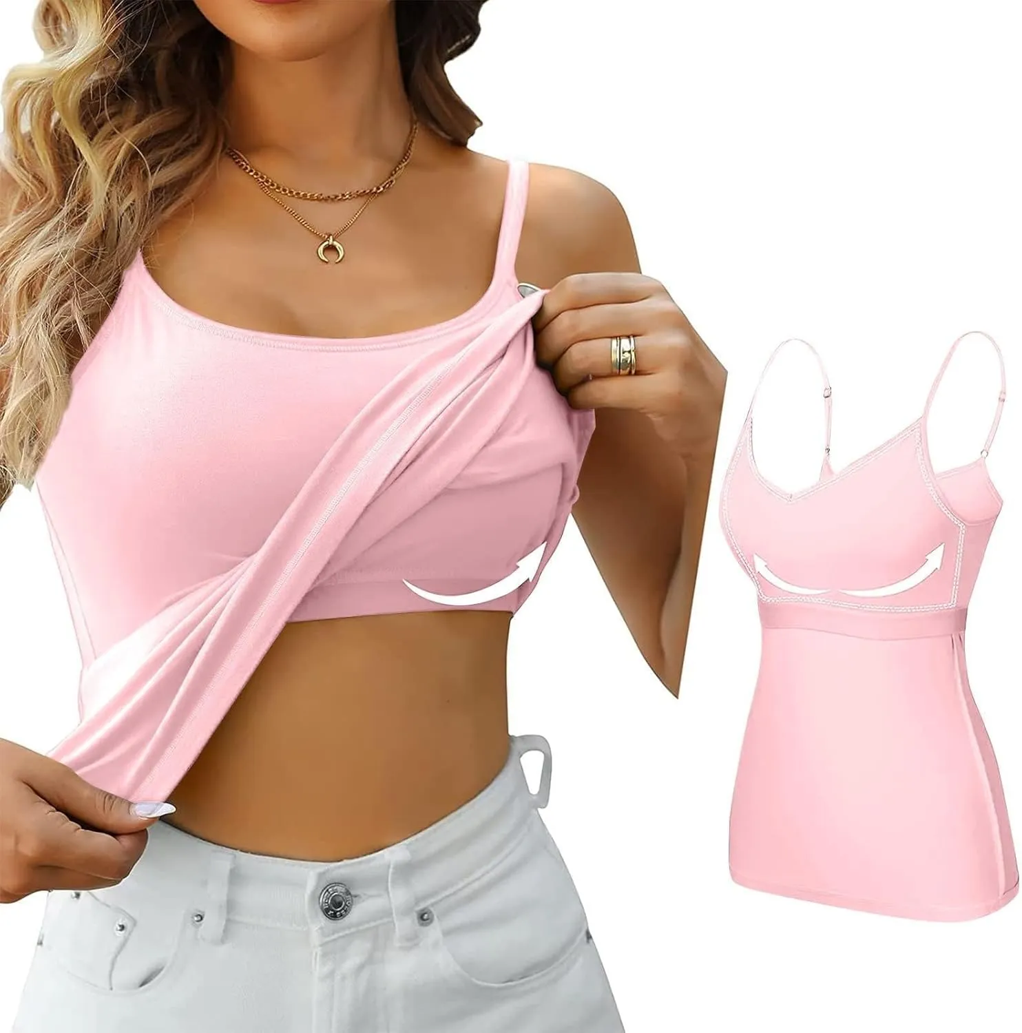 Womens Modal Built-in Bra Summer Basic Padded Yoga Shirt Shelf Bras Casual Undershirt Basic Breathable Tank Top