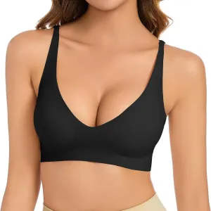Womens Push Up Bra Comfort Padded No Underwire Bra Full Coverage Bra Lift Up Add One Cup Stretchable Straps Bra