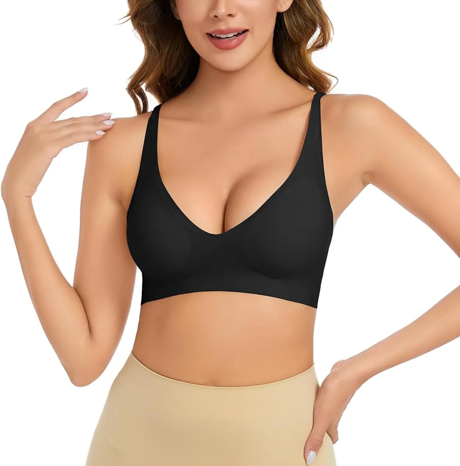 Womens Push Up Bra Comfort Padded No Underwire Bra Full Coverage Bra Lift Up Add One Cup Stretchable Straps Bra