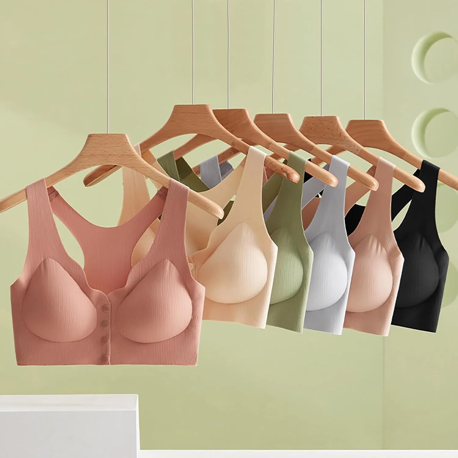 Women's Racerback Sports Bras Comfort Ice Silk Seamless Front Closure Gathered Bra Wireless Push Up Yoga Sports Bras
