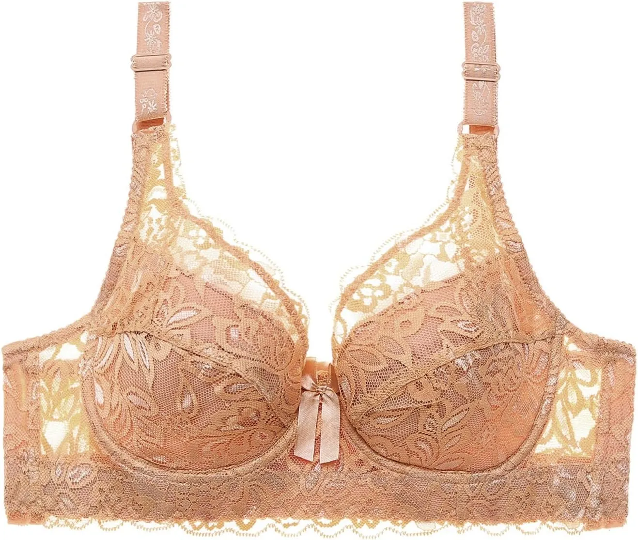Womens Sexy Lace Gathered Bra Straps Breast Cup Underwear Back Bra, (36) 36B