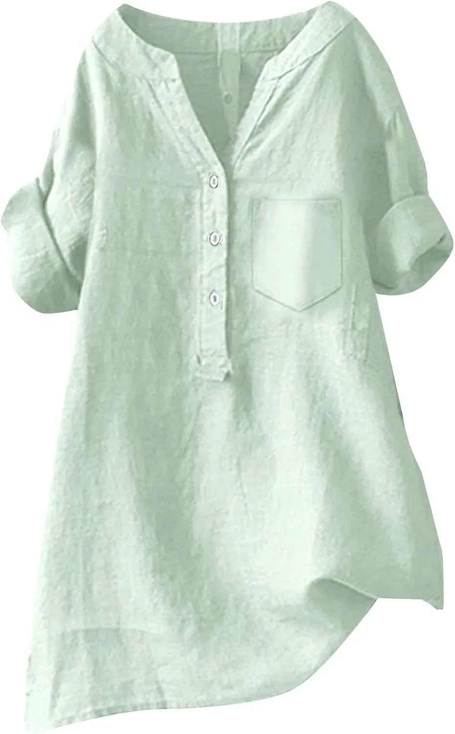 Women's Short Sleeve Cotton Linen Shirts Casual V Neck Soft T Shirts Floral Loose Fit Summer Tshirts