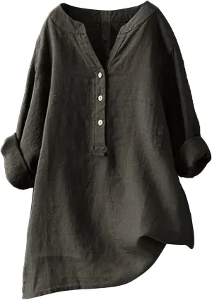 Womens Solid Color Linen Short Sleeve T Shirt Summer Comfy Casual Plus Size Tunic Tops V Neck Loose Fit Tshirt
