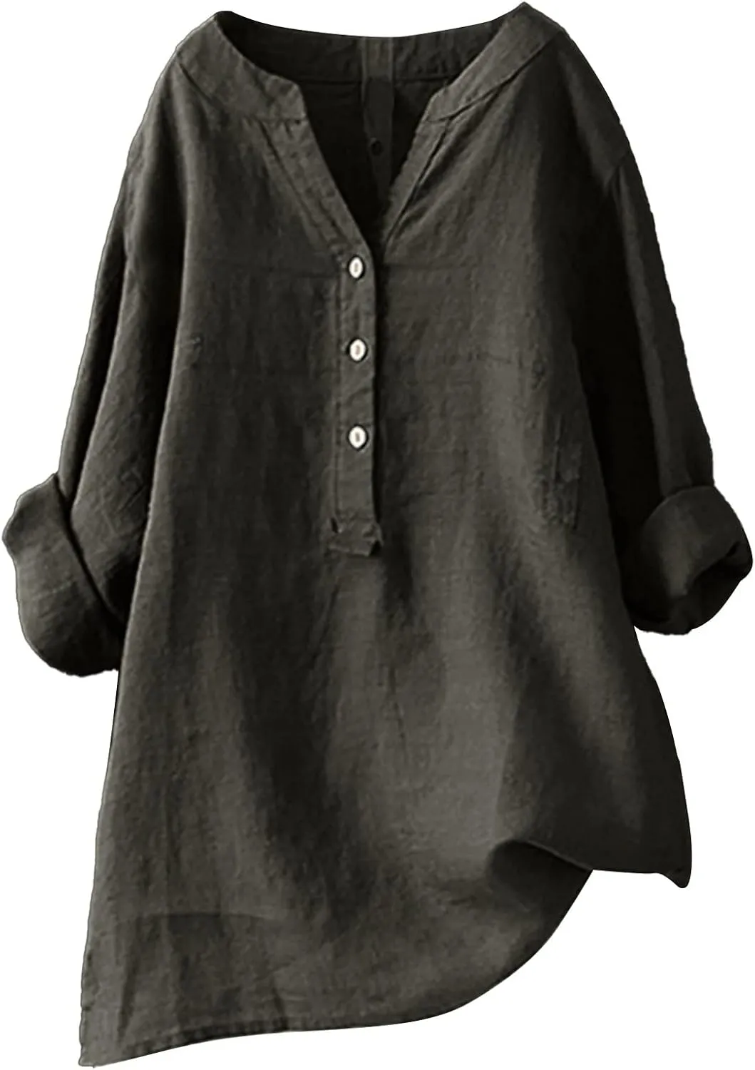 Womens Solid Color Linen Short Sleeve T Shirt Summer Comfy Casual Plus Size Tunic Tops V Neck Loose Fit Tshirt
