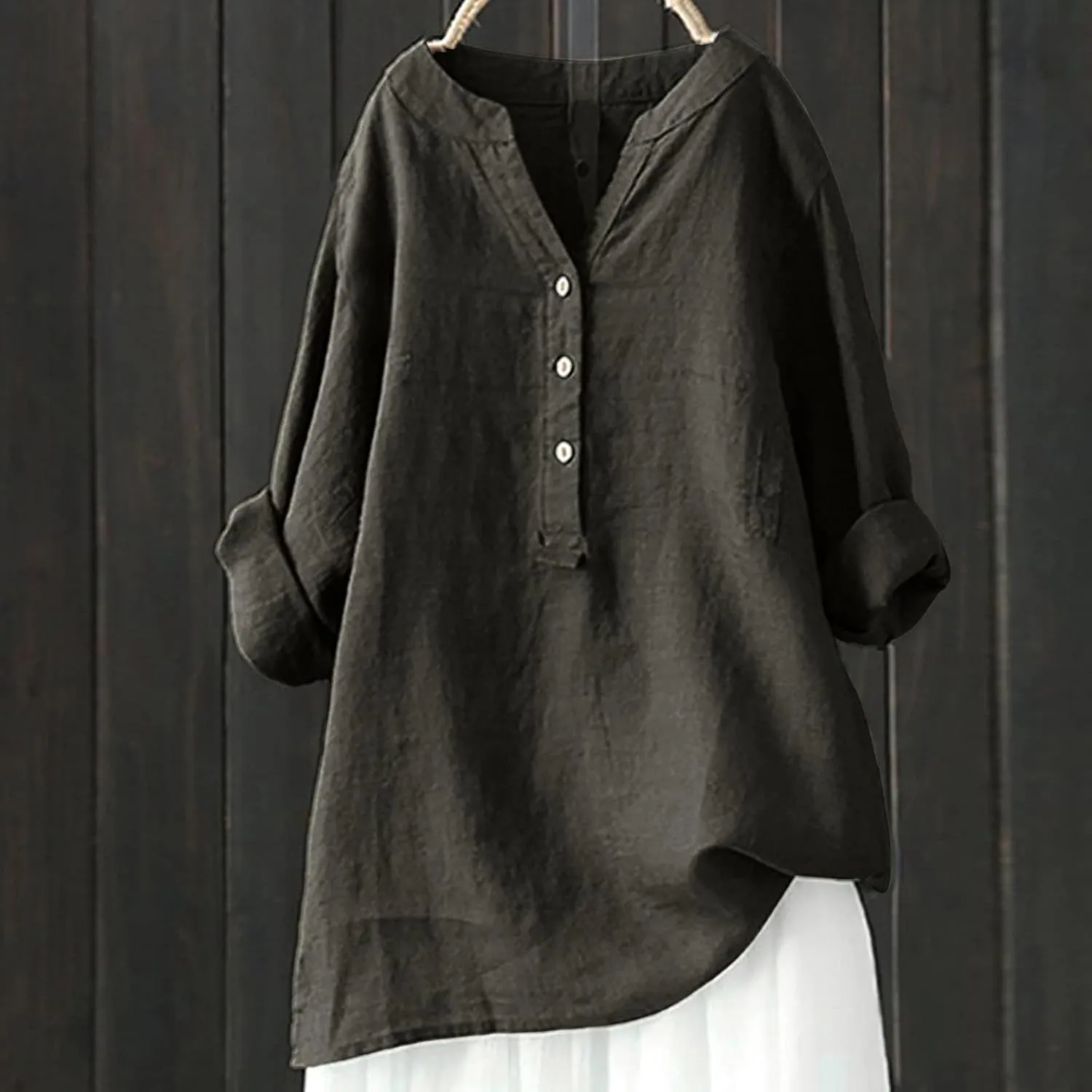 Womens Solid Color Linen Short Sleeve T Shirt Summer Comfy Casual Plus Size Tunic Tops V Neck Loose Fit Tshirt