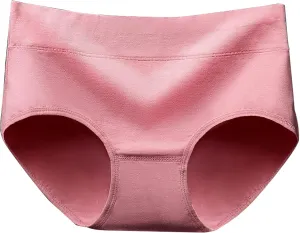 Womens Solid Comfortable Underpants High Waist Breathable Cotton Female Full Coverage Soft Briefs Panty