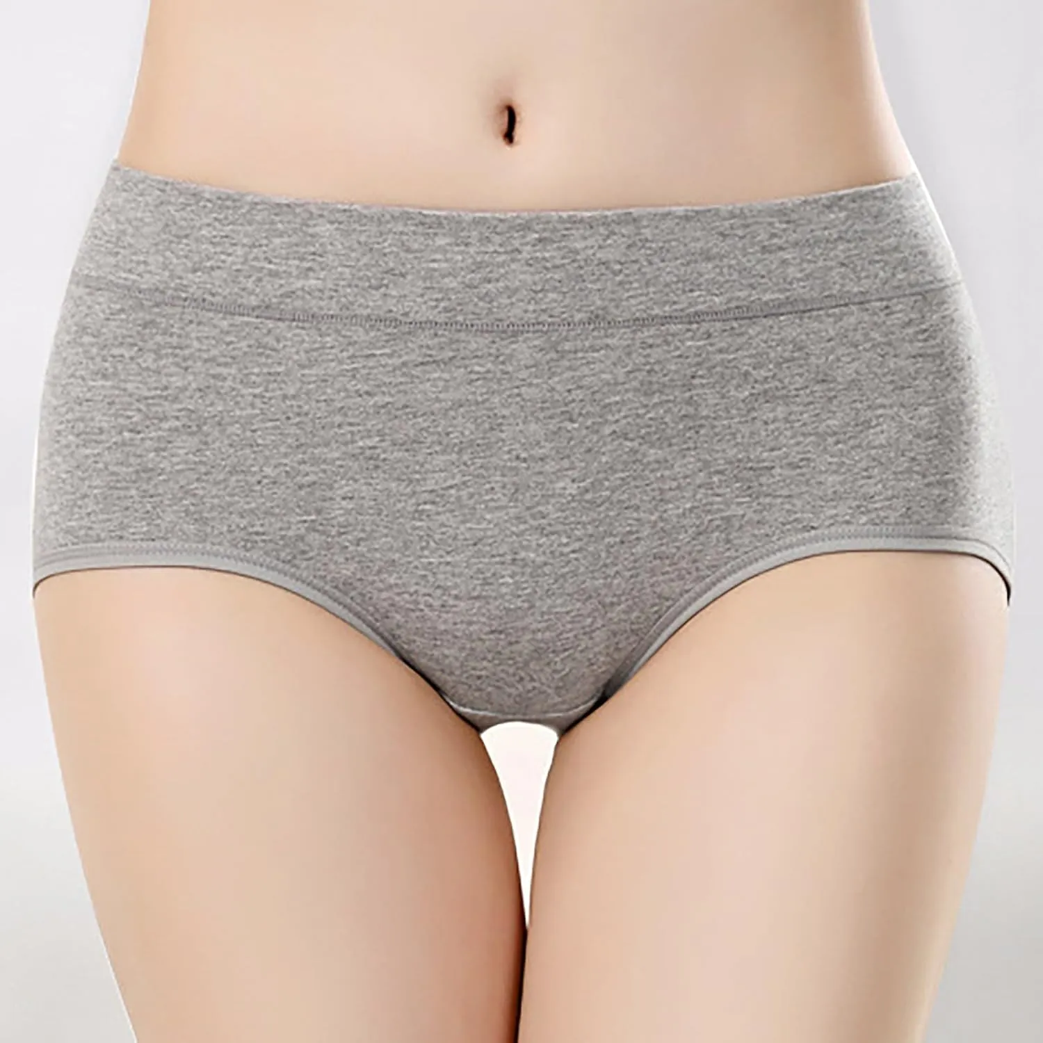Womens Solid Comfortable Underpants High Waist Breathable Cotton Female Full Coverage Soft Briefs Panty