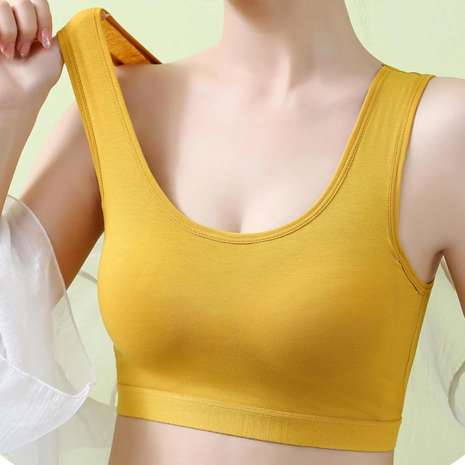 Womens Sports Bra High Support Breathable Comfortable Wireless Yoga Bras Summer Workout Scoop Neck Padded Crop Top