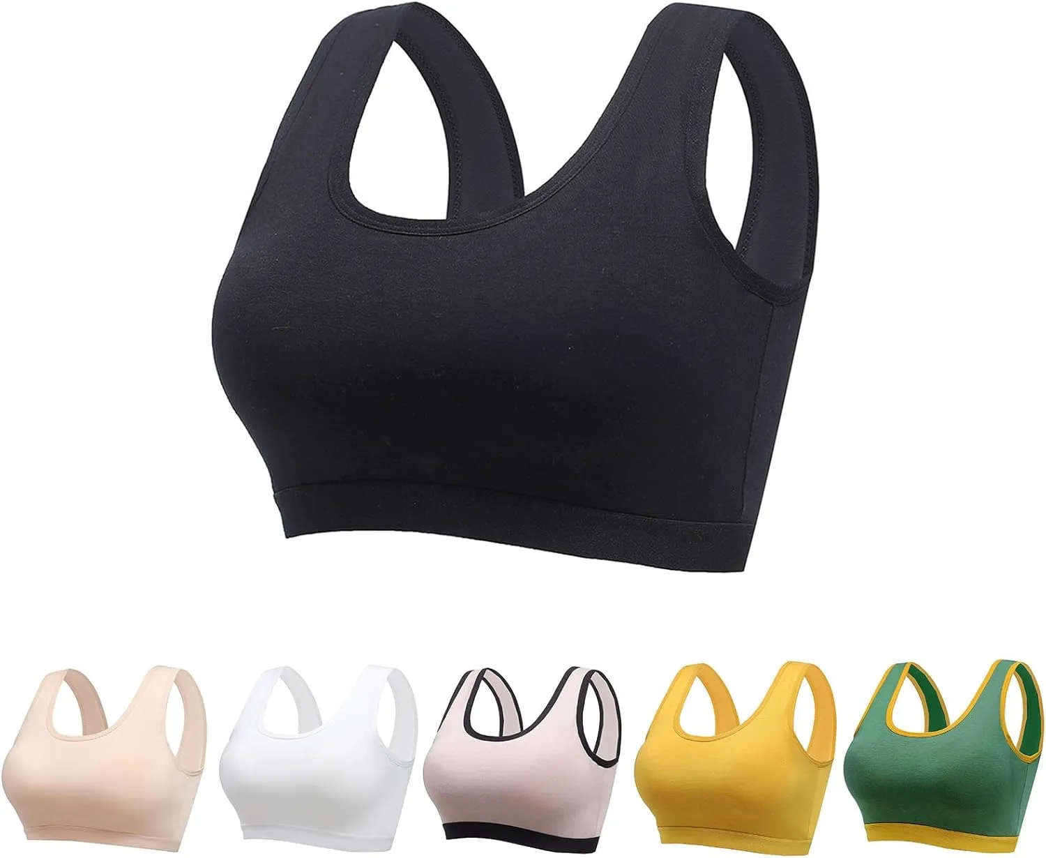 Womens Sports Bra High Support Breathable Comfortable Wireless Yoga Bras Summer Workout Scoop Neck Padded Crop Top
