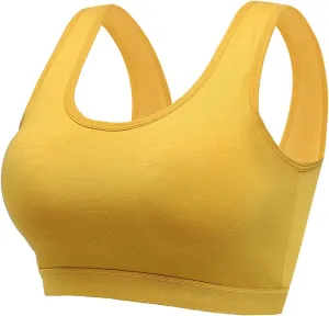 Womens Sports Bra High Support Breathable Comfortable Wireless Yoga Bras Summer Workout Scoop Neck Padded Crop Top