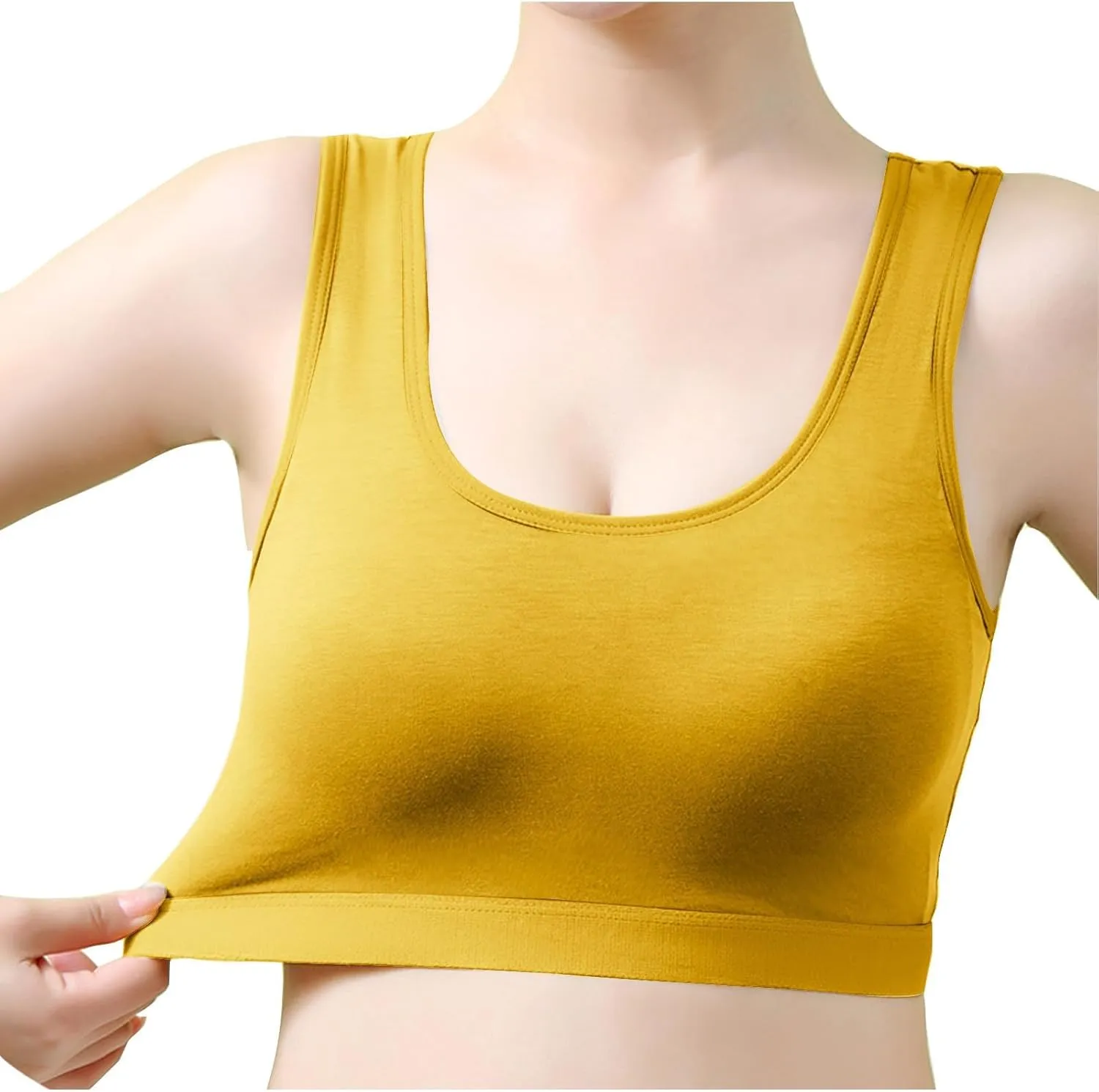Womens Sports Bra High Support Breathable Comfortable Wireless Yoga Bras Summer Workout Scoop Neck Padded Crop Top