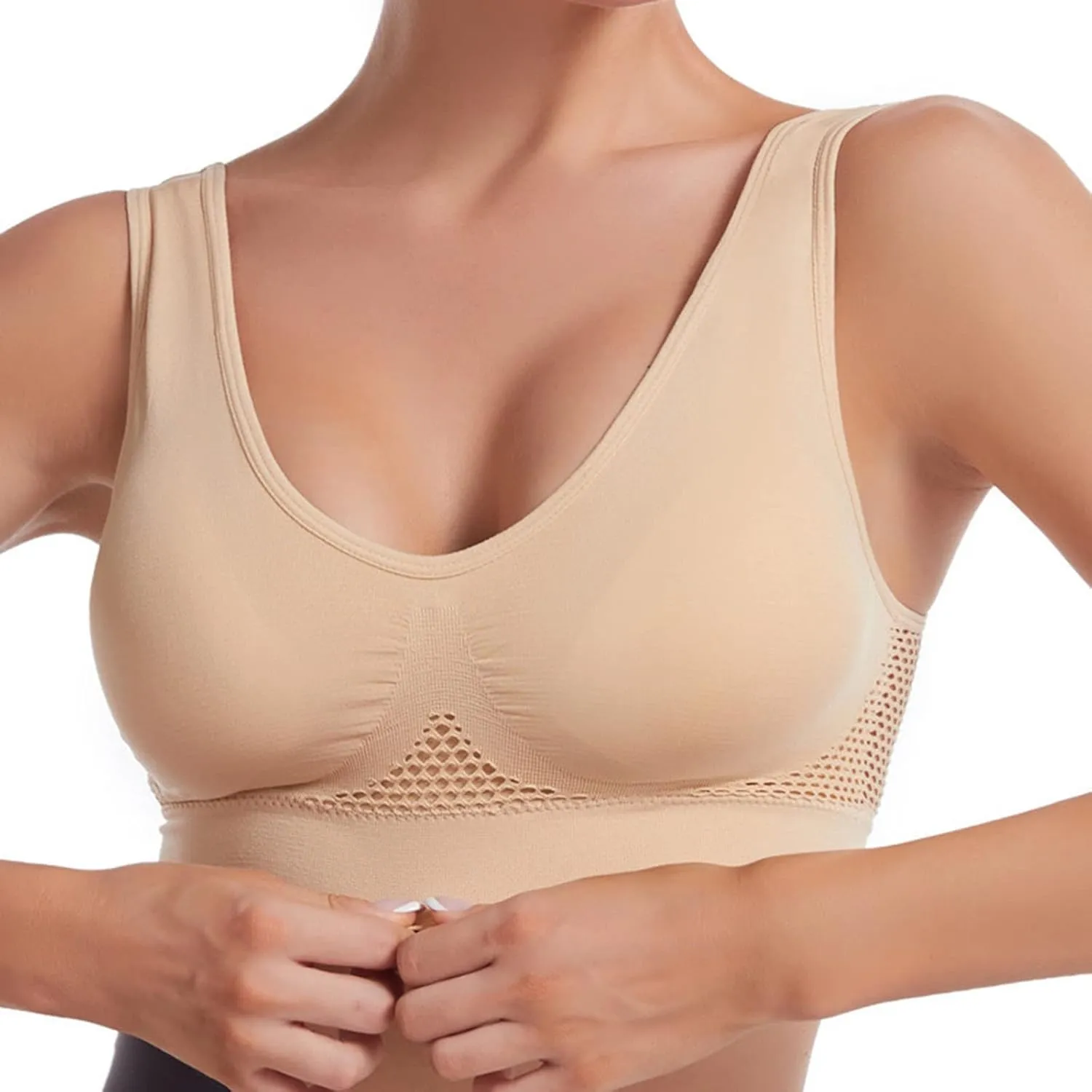 Women's Sports Bra Shockproof Yoga Running Large Size Tank Underwear Wire-Free Mesh Breathable Comfy Brassiere 2024