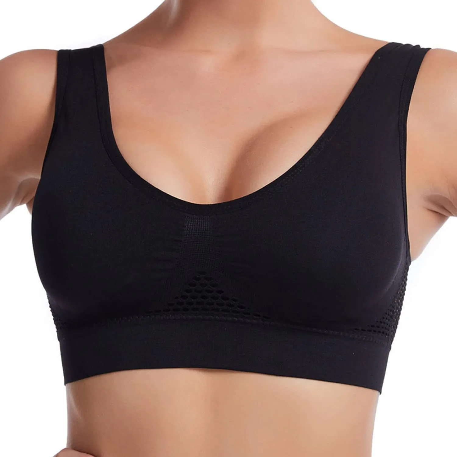 Women's Sports Bra Shockproof Yoga Running Large Size Tank Underwear Wire-Free Mesh Breathable Comfy Brassiere 2024