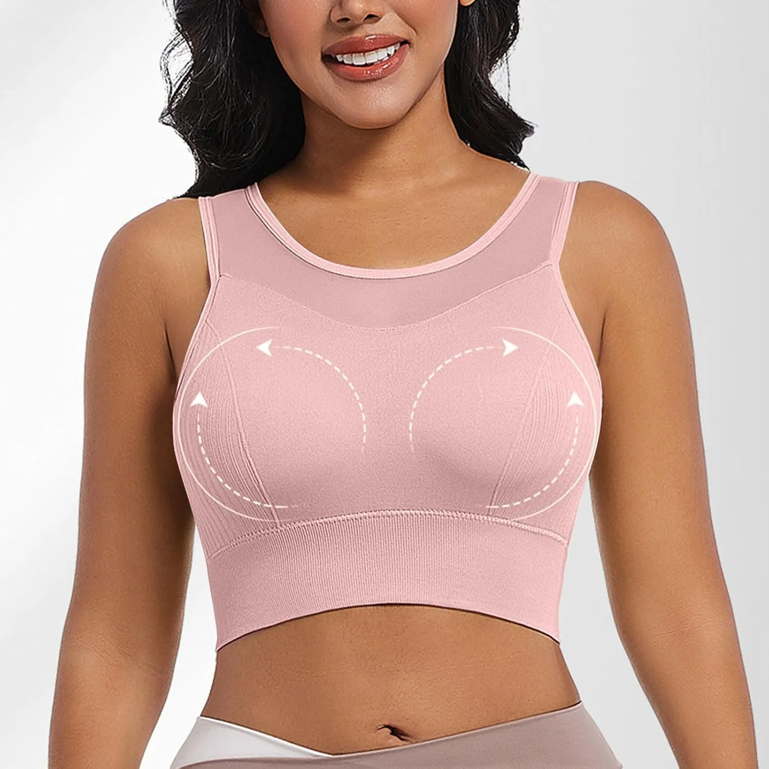 Women's Sports Bras Full Coverage Solid Color Breathable Solid Color Everyday Bra Trendy Quick Dry Soft Brassiere