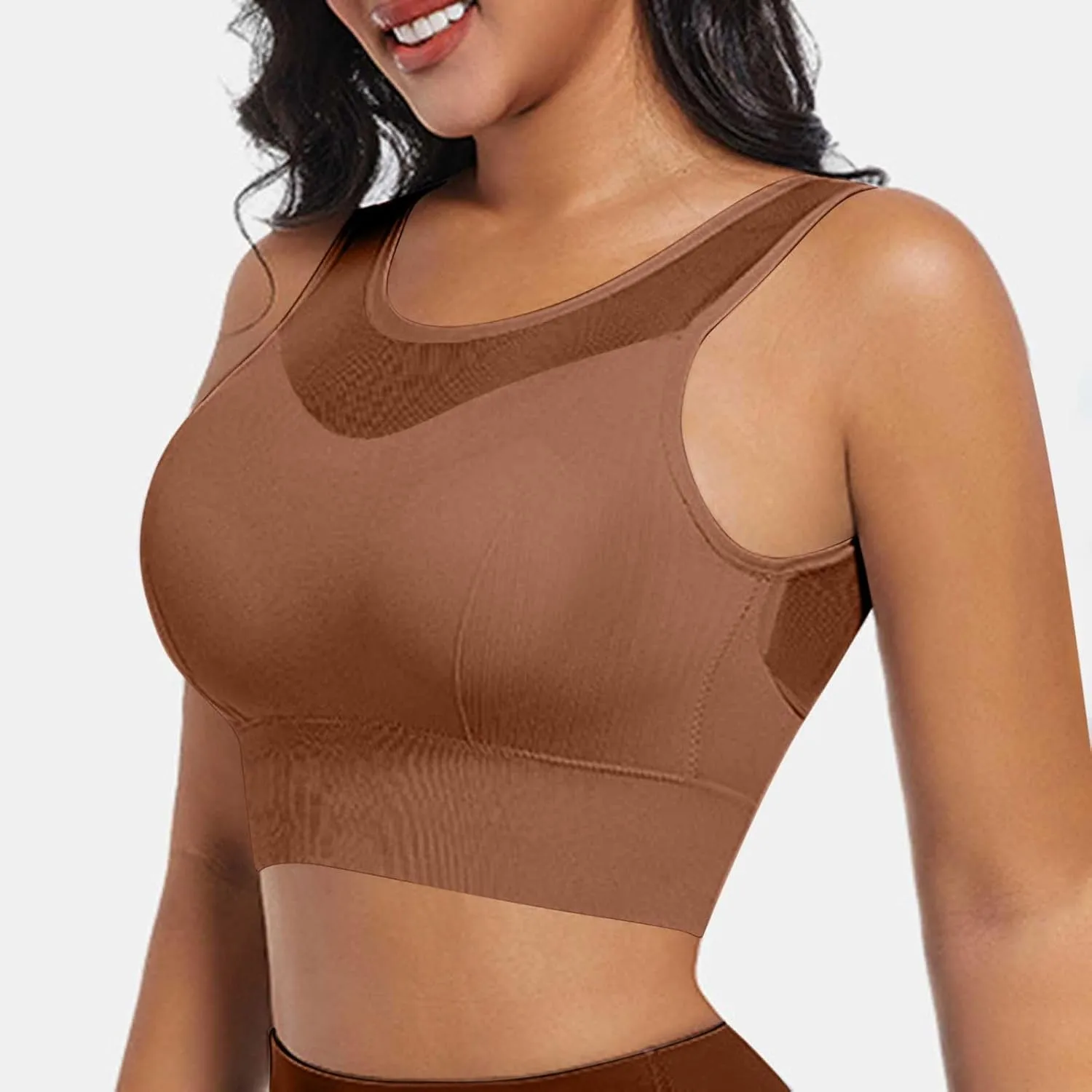 Women's Sports Bras Full Coverage Solid Color Breathable Solid Color Everyday Bra Trendy Quick Dry Soft Brassiere