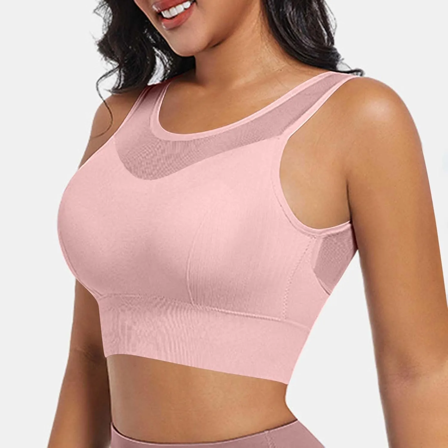 Women's Sports Bras Full Coverage Solid Color Breathable Solid Color Everyday Bra Trendy Quick Dry Soft Brassiere