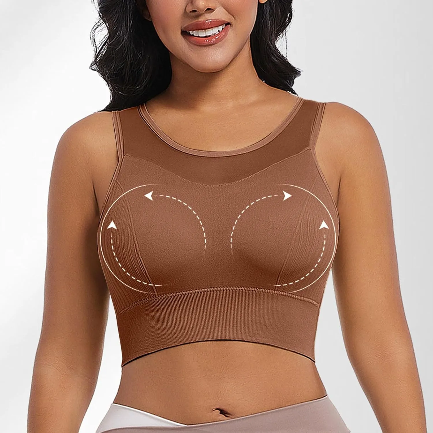 Women's Sports Bras Full Coverage Solid Color Breathable Solid Color Everyday Bra Trendy Quick Dry Soft Brassiere