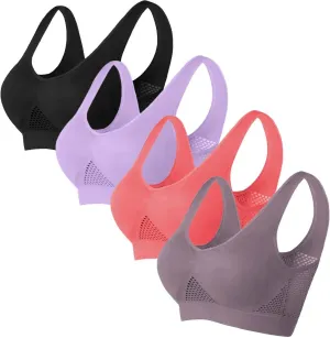 Womens Sports Bras Multipack Yoga Bra Seamless Stretchy Active Tank Bras Mesh Hole Breathable Cool Liftup Air Bra