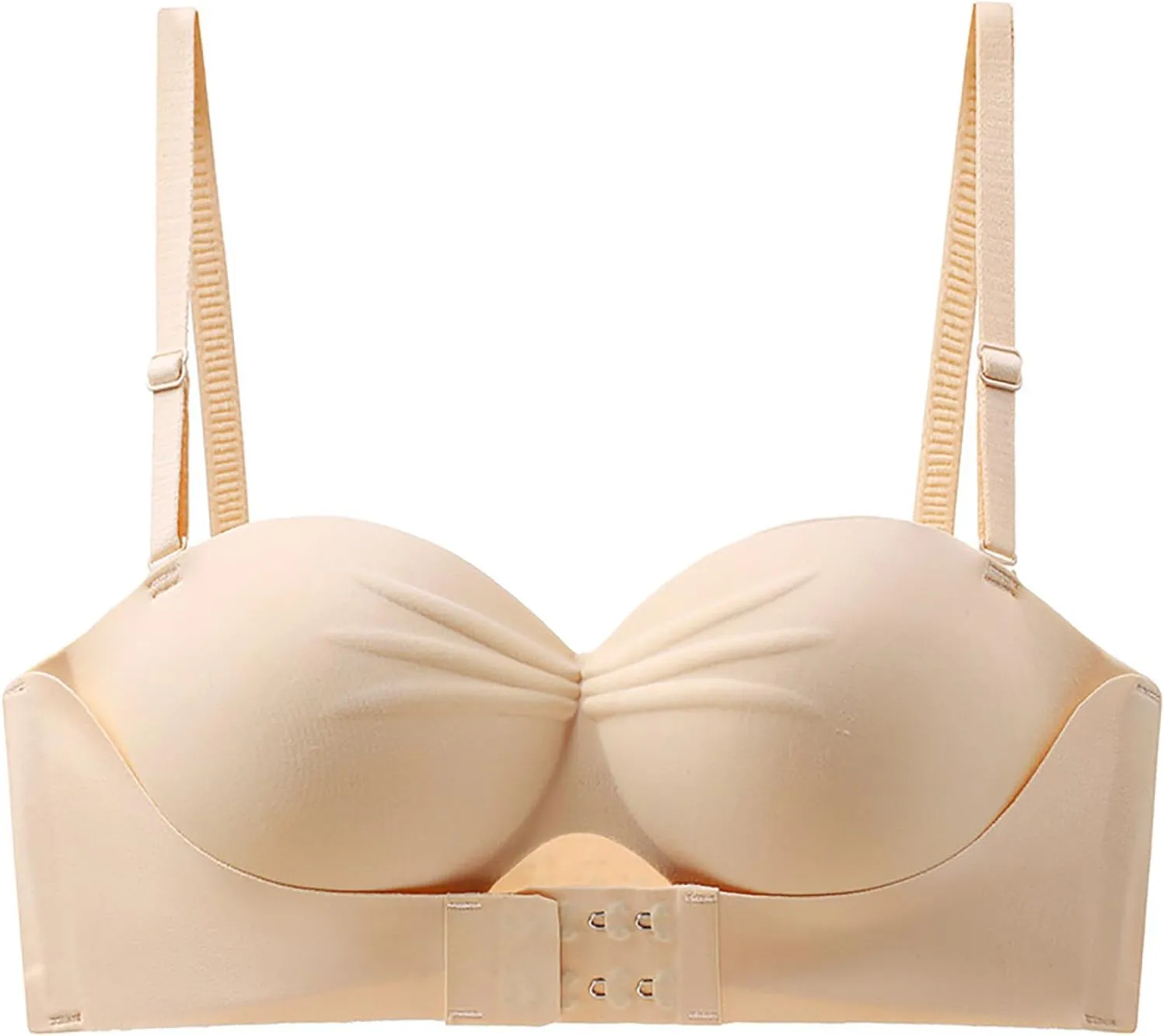 Women's Strapless Push Up Bandeau Bras Soft Seamless Wirefree Everyday Bra Front Closure Beauty Back Brassiere