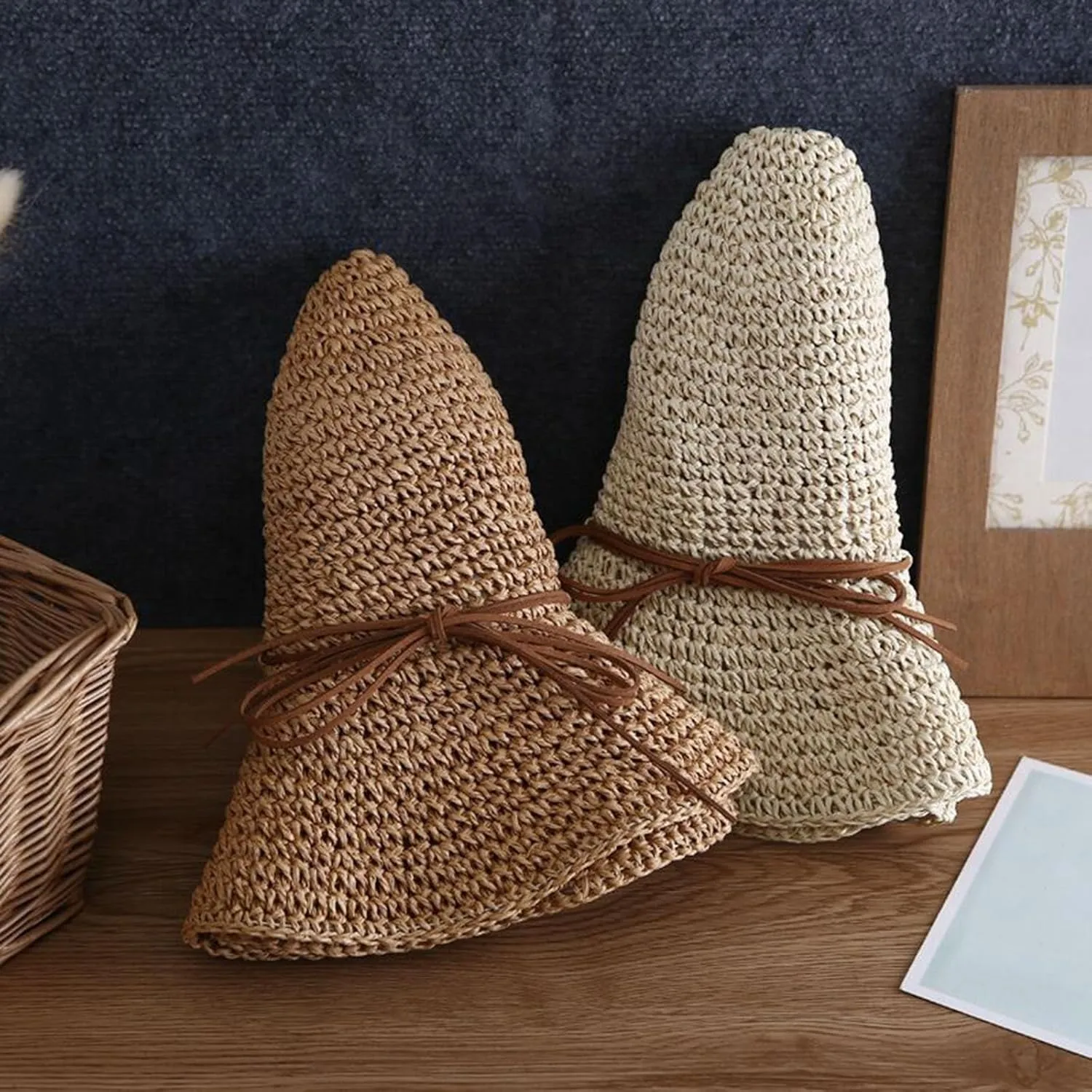 Women's Summer Fashion Small Fresh Solid Color Straw Hat Beach Sun Hat Straw Woven Large Brim Sunscreen Big Hats