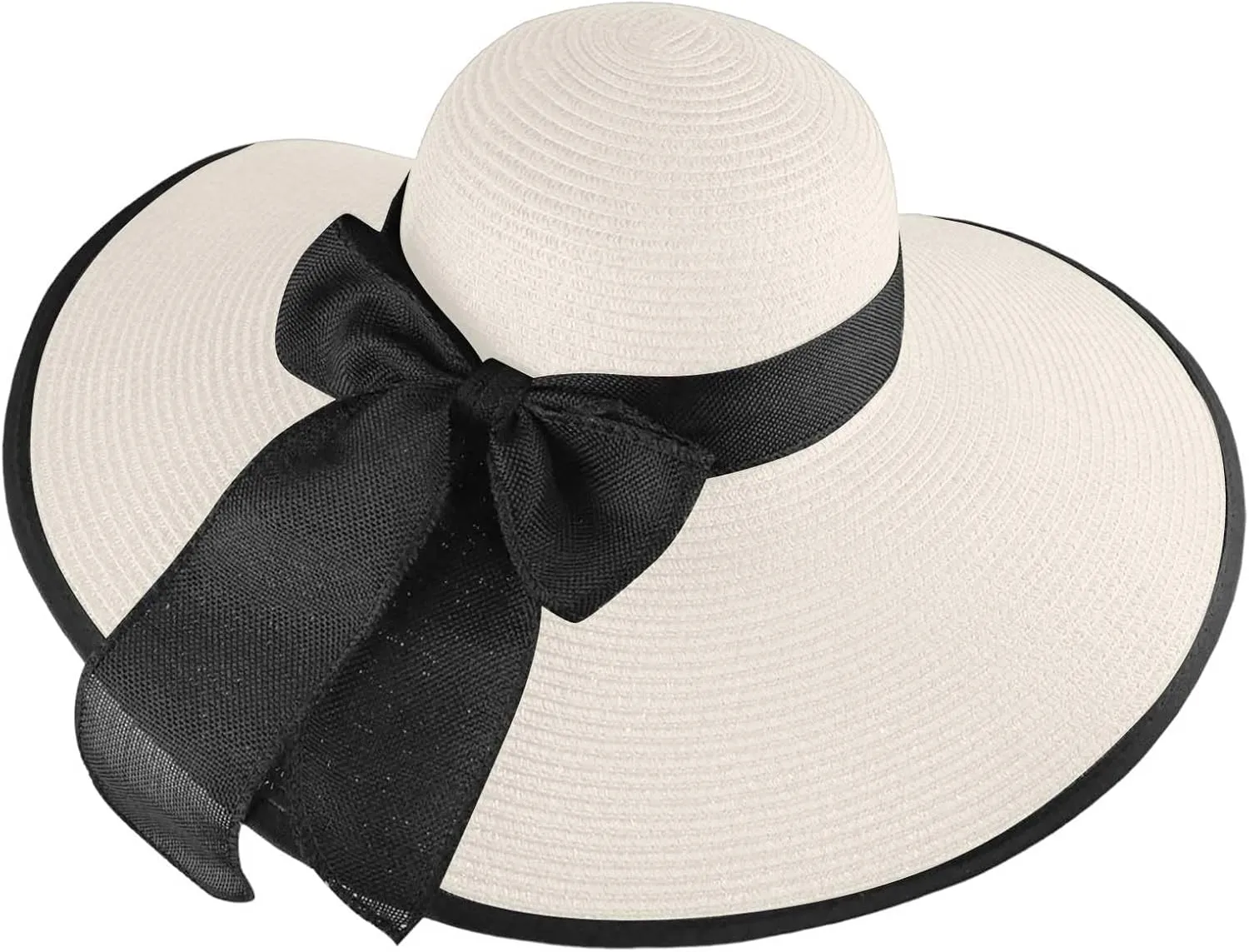 Women's Sun Straw Hat Wide Brim Elegant Full Sun Protection Stylish Outdoor Sport Summer Ponytail Beach Big Hat