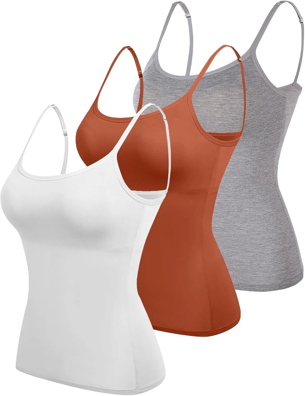 Womens Tank Top with Built in Bra Tank Tops for Women with Shelf Bra Cotton Wide Strap Camisole Yoga Cami Shirts