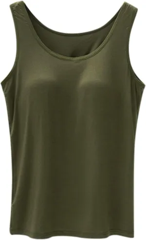 Womens Tank Tops with Built in Bra Summer Basic Padded Yoga Shirt Shelf Bras Workout Camisole Casual Modal Undershirt