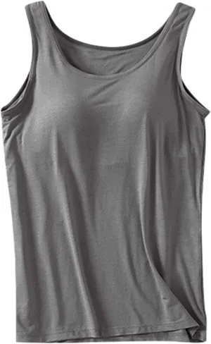 Womens Tank Tops with Built in Bra Summer Basic Padded Yoga Shirt Shelf Bras Workout Camisole Casual Modal Undershirt