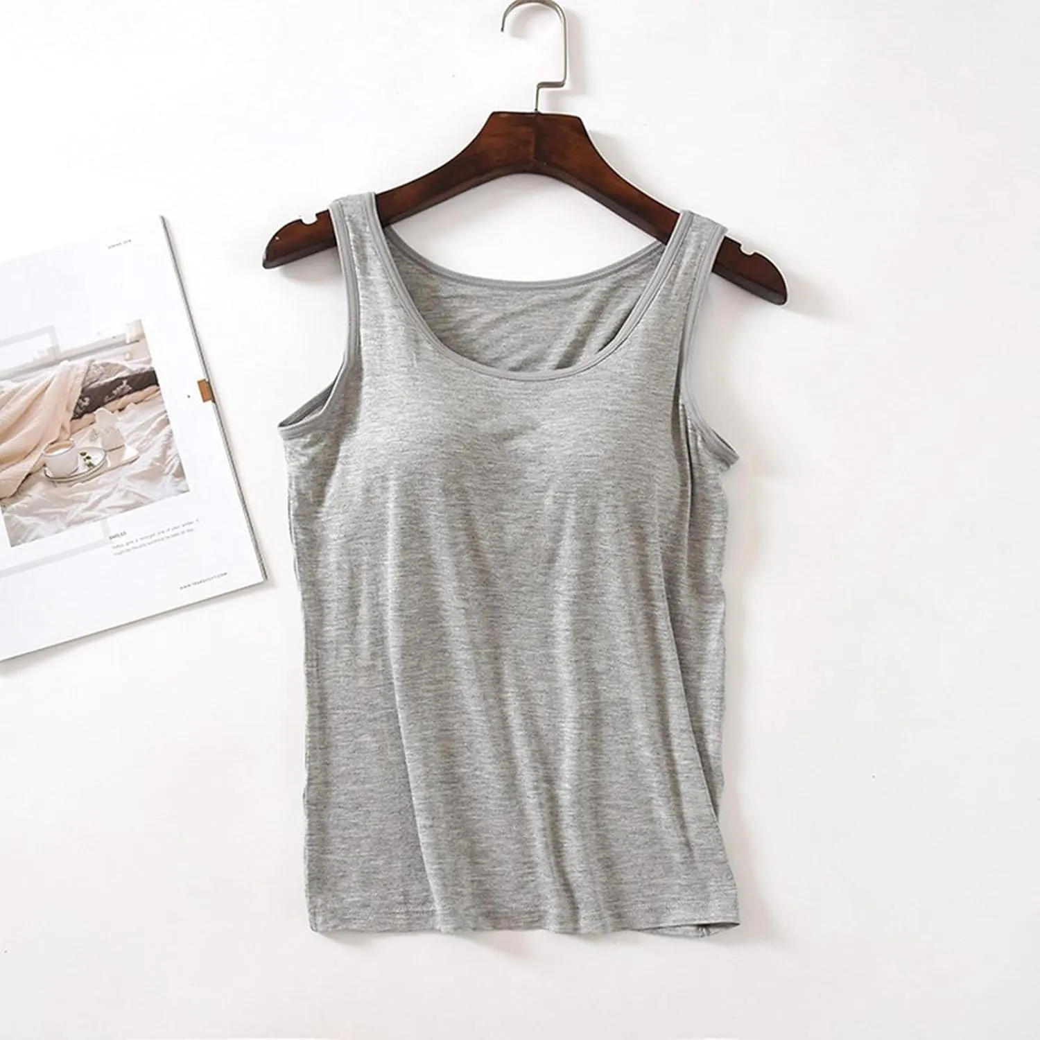 Womens Tank Tops with Built in Bra Summer Basic Padded Yoga Shirt Shelf Bras Workout Camisole Casual Modal Undershirt