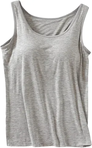 Womens Tank Tops with Built in Bra Summer Basic Padded Yoga Shirt Shelf Bras Workout Camisole Casual Modal Undershirt
