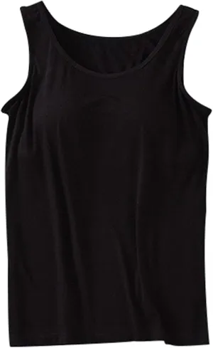 Womens Tank Tops with Built in Bra Summer Basic Padded Yoga Shirt Shelf Bras Workout Camisole Casual Modal Undershirt