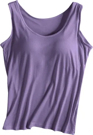 Womens Tank Tops with Built in Bra Summer Basic Padded Yoga Shirt Shelf Bras Workout Camisole Casual Modal Undershirt