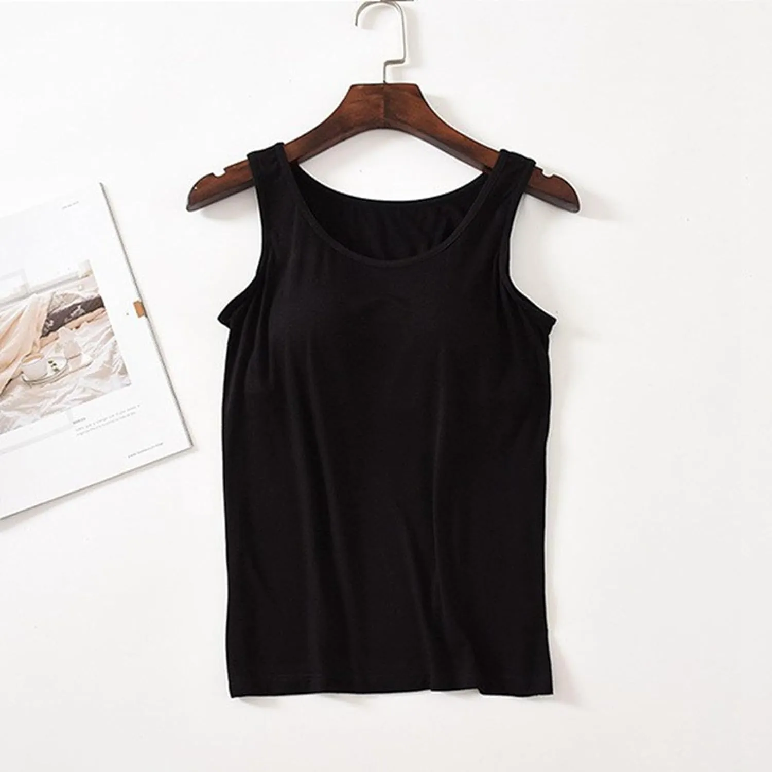 Womens Tank Tops with Built in Bra Summer Basic Padded Yoga Shirt Shelf Bras Workout Camisole Casual Modal Undershirt