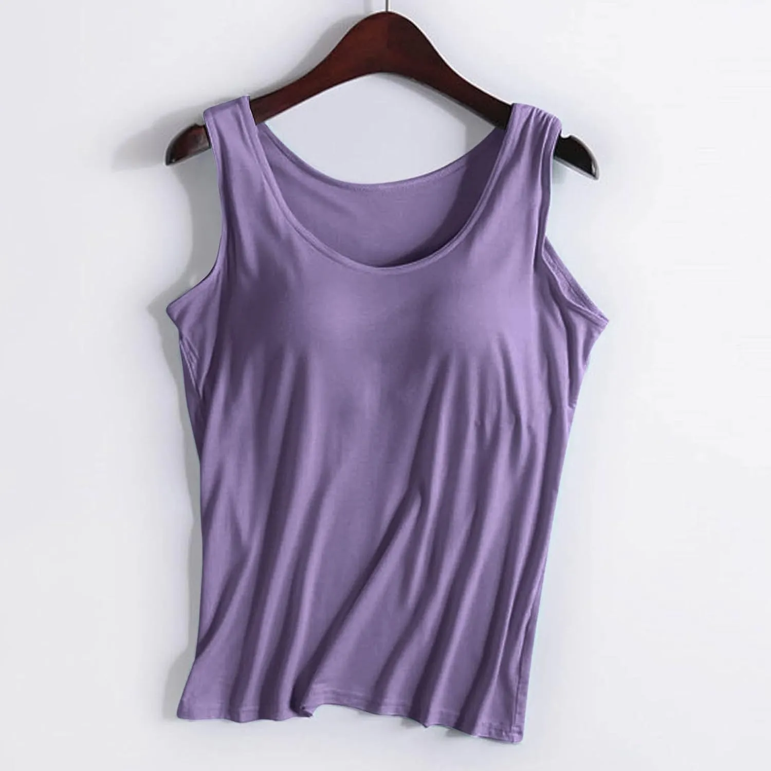 Womens Tank Tops with Built in Bra Summer Basic Padded Yoga Shirt Shelf Bras Workout Camisole Casual Modal Undershirt