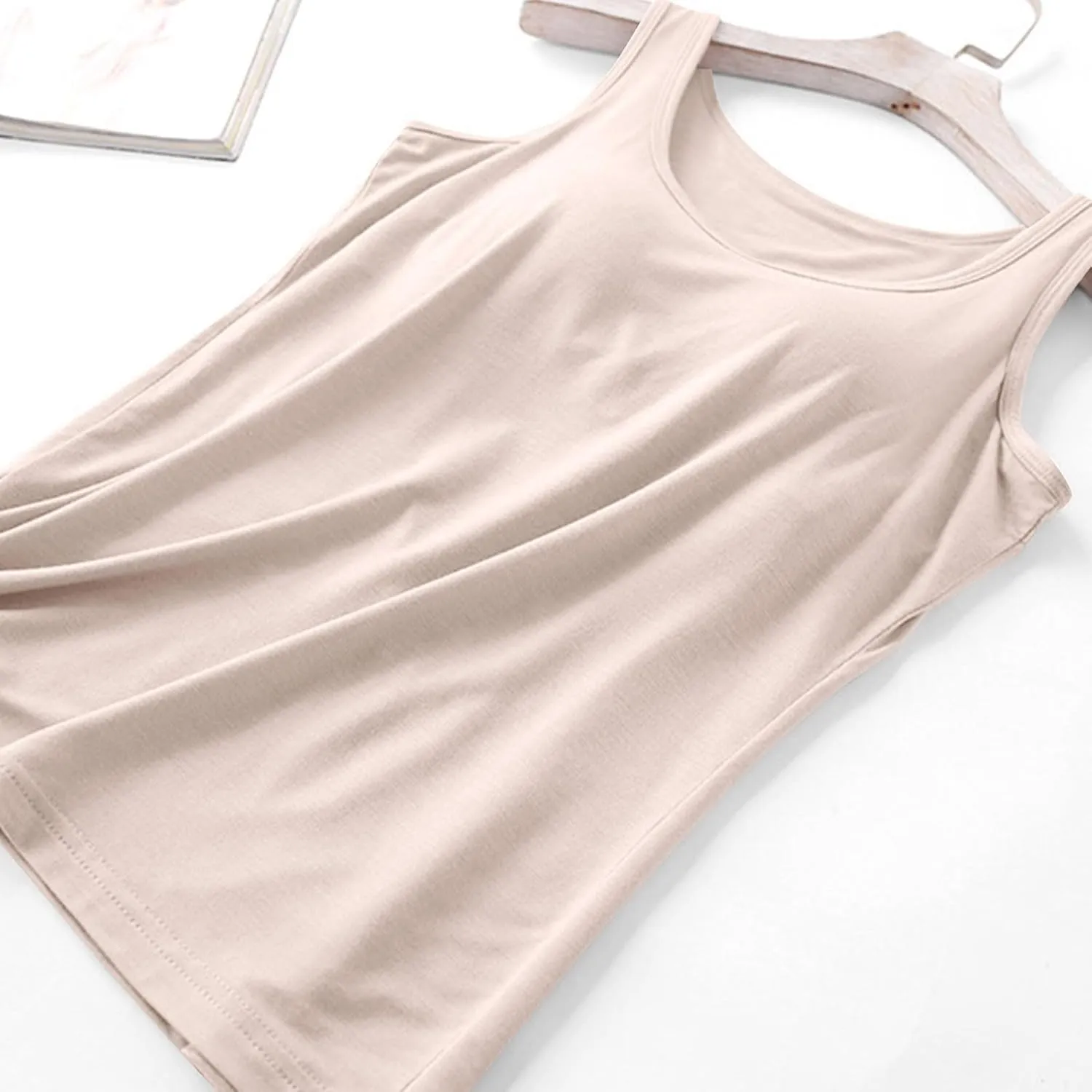 Womens Tank Tops with Built in Bra Summer Casual Basic Modal Padded Yoga Shirts Loose Stretch Workout Camisoles Tees