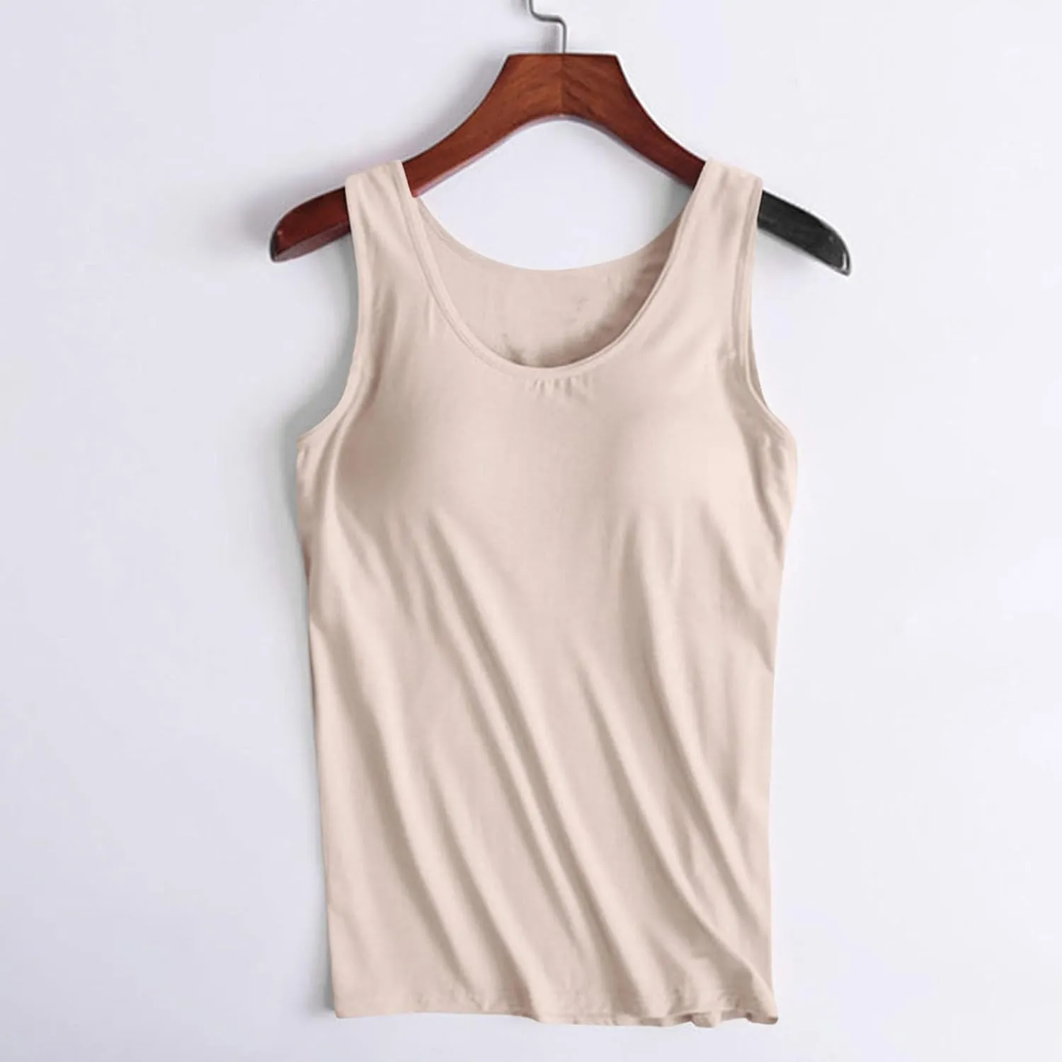 Womens Tank Tops with Built in Bra Summer Casual Basic Modal Padded Yoga Shirts Loose Stretch Workout Camisoles Tees