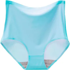 Womens Underpants Sexy Solid Color Breathable Microfiber Briefs High Waist Ice Silk Seamless Loose Underpants