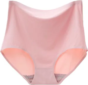 Womens Underpants Sexy Solid Color Breathable Microfiber Briefs High Waist Ice Silk Seamless Loose Underpants