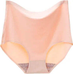 Womens Underpants Sexy Solid Color Breathable Microfiber Briefs High Waist Ice Silk Seamless Loose Underpants
