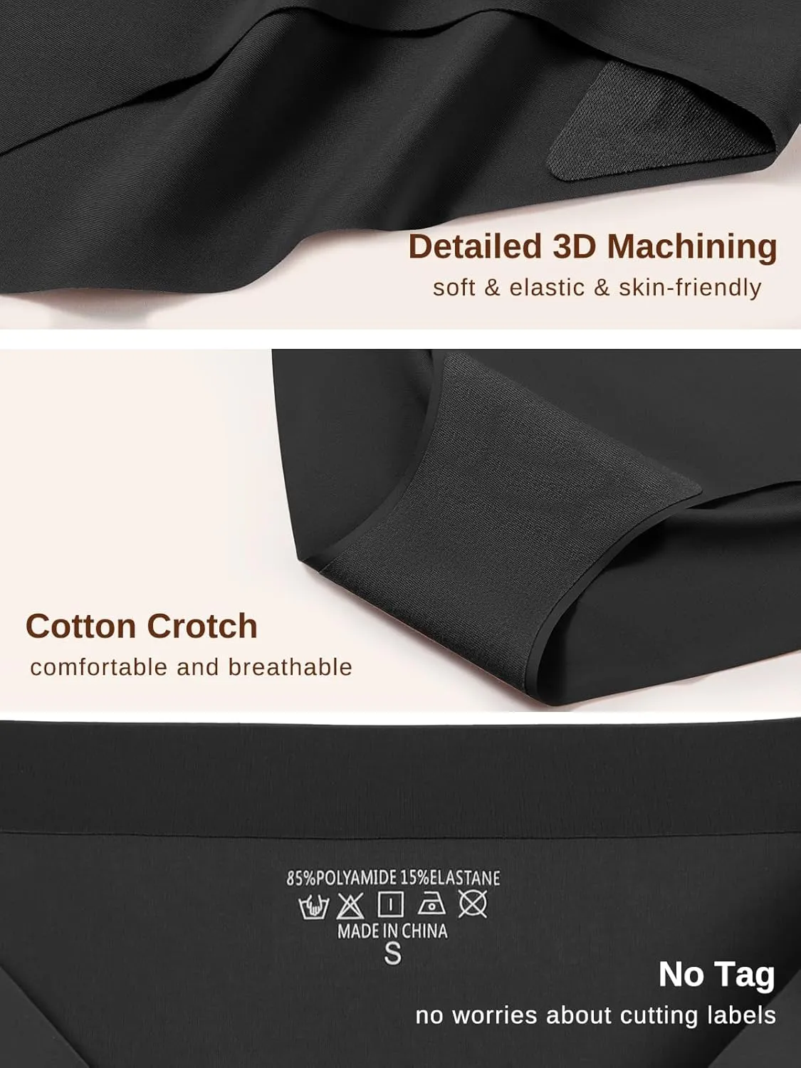 Womens Underwear Full Coverage No Show High Waisted Seamless Ladies Panties 6 Pack