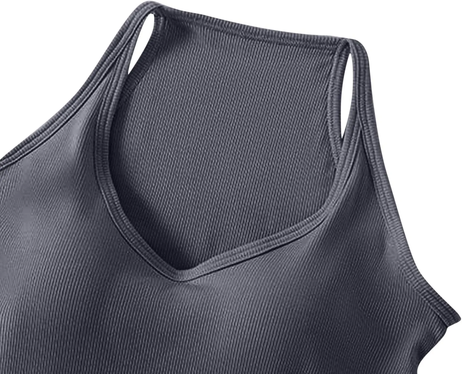 Workout Crop Tops for Women Longline Sports Bras Racerback Ribbed Tank Top with Built in Bra Yoga Athletic Shirts